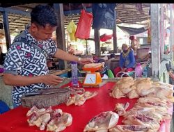 Harga Telur dan Daging Ayam Potong di Pasar Kayuagung OKI Berangsur Naik.